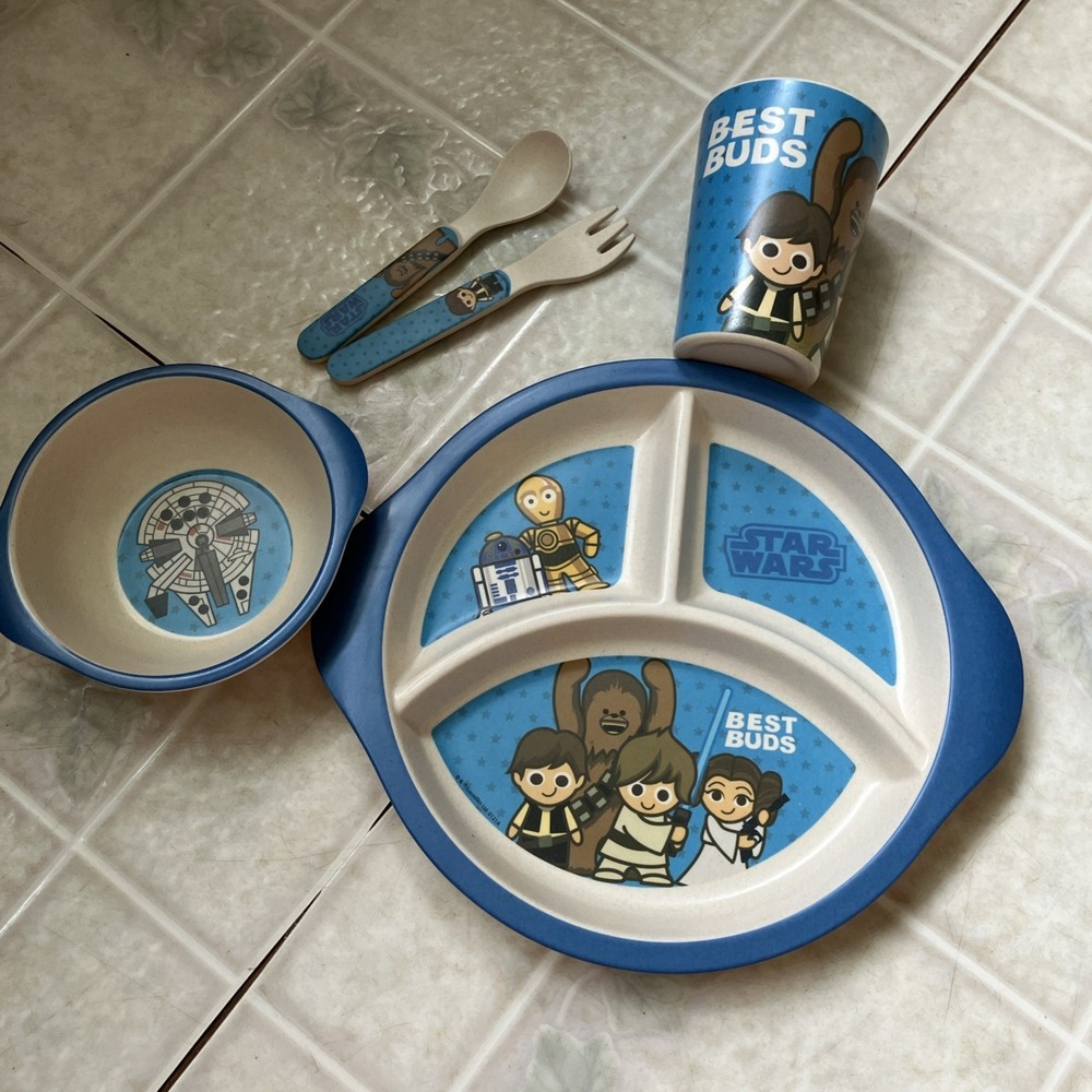 Star Wars Plate, Bowl And Cup Utensils Set Vintage Princess Leia Luke‎ skywalker